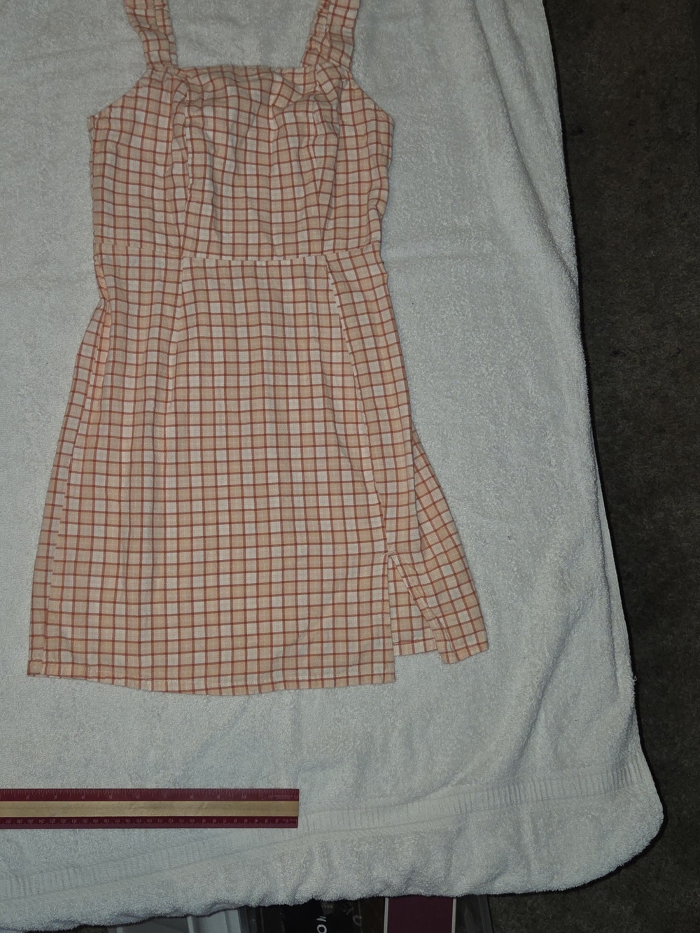 Arizona Jean Company Peach and White Grid Mini Dress